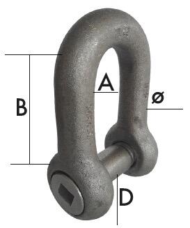 L Gray Bow Shackle 9500 lb 1 pk W X 3/4 in KWA Keeper 3/4 in 